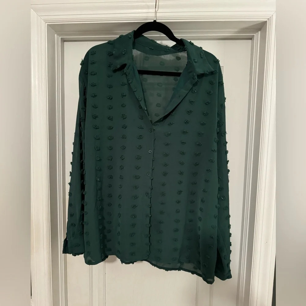 PomPom Buttondown Shirt - Size 2X